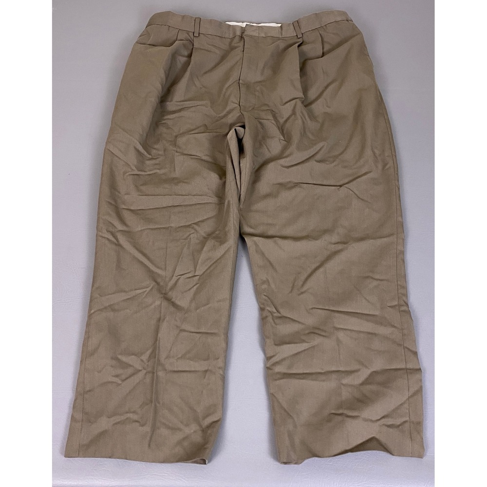 RBM Dress Pants Men's 42x30 (Fit 38x28) Pleated Brown Taupe Polyester Rayon